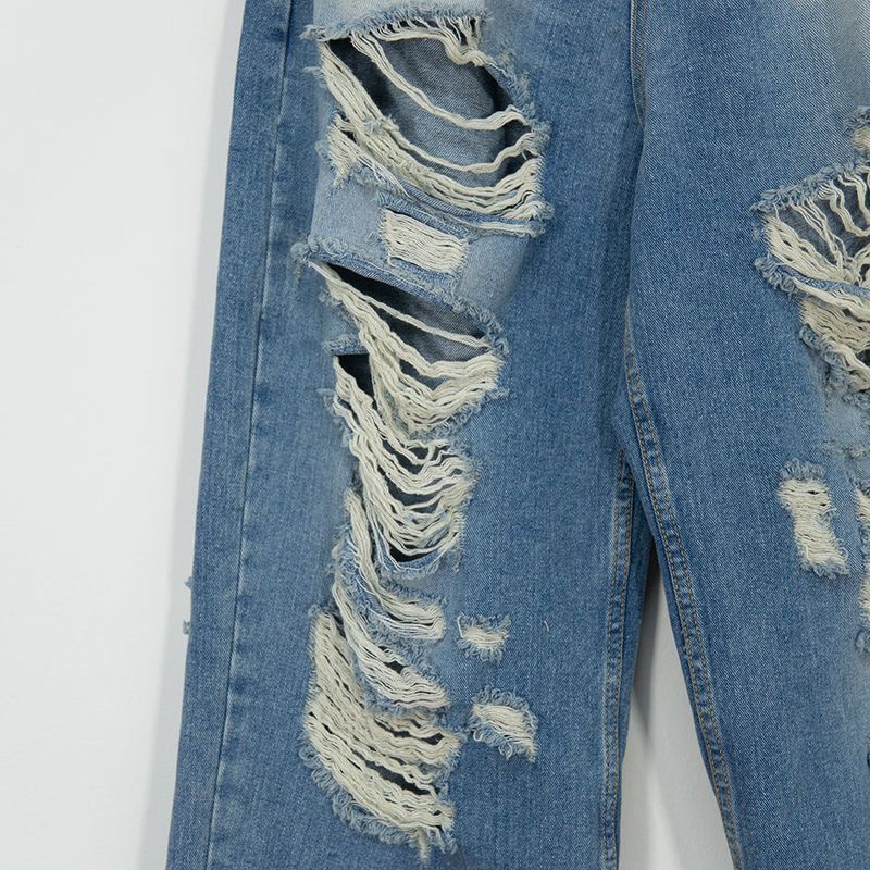 Destroyed brush denim pants