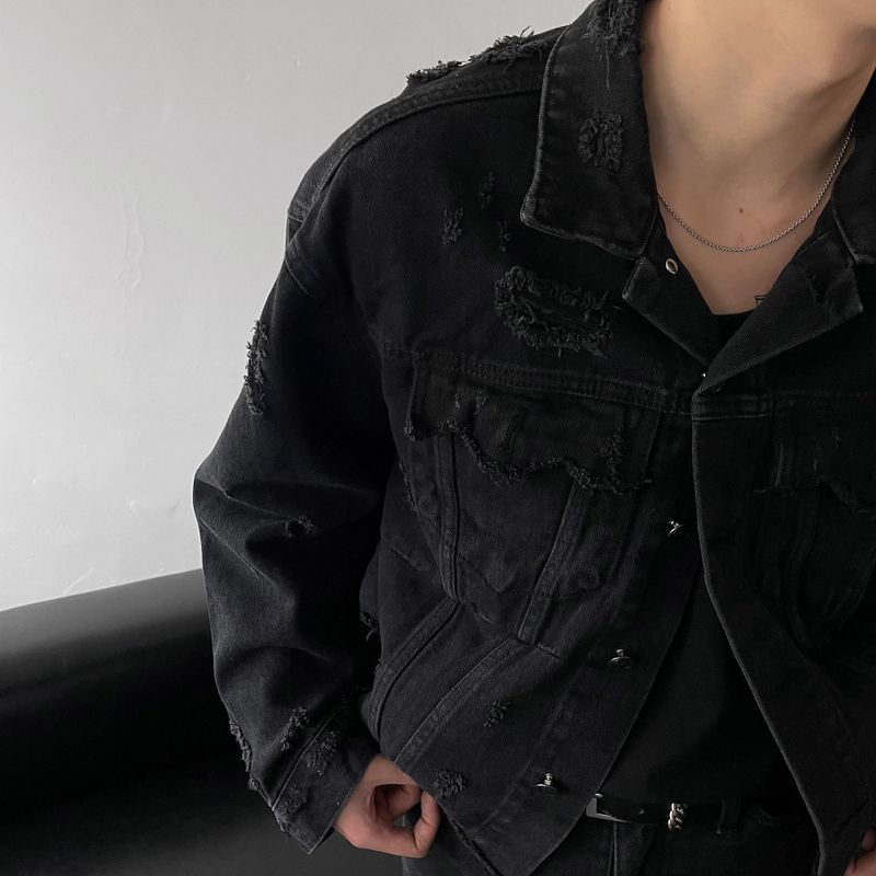 MG624,625 incision damage jean jacket (2 colors)