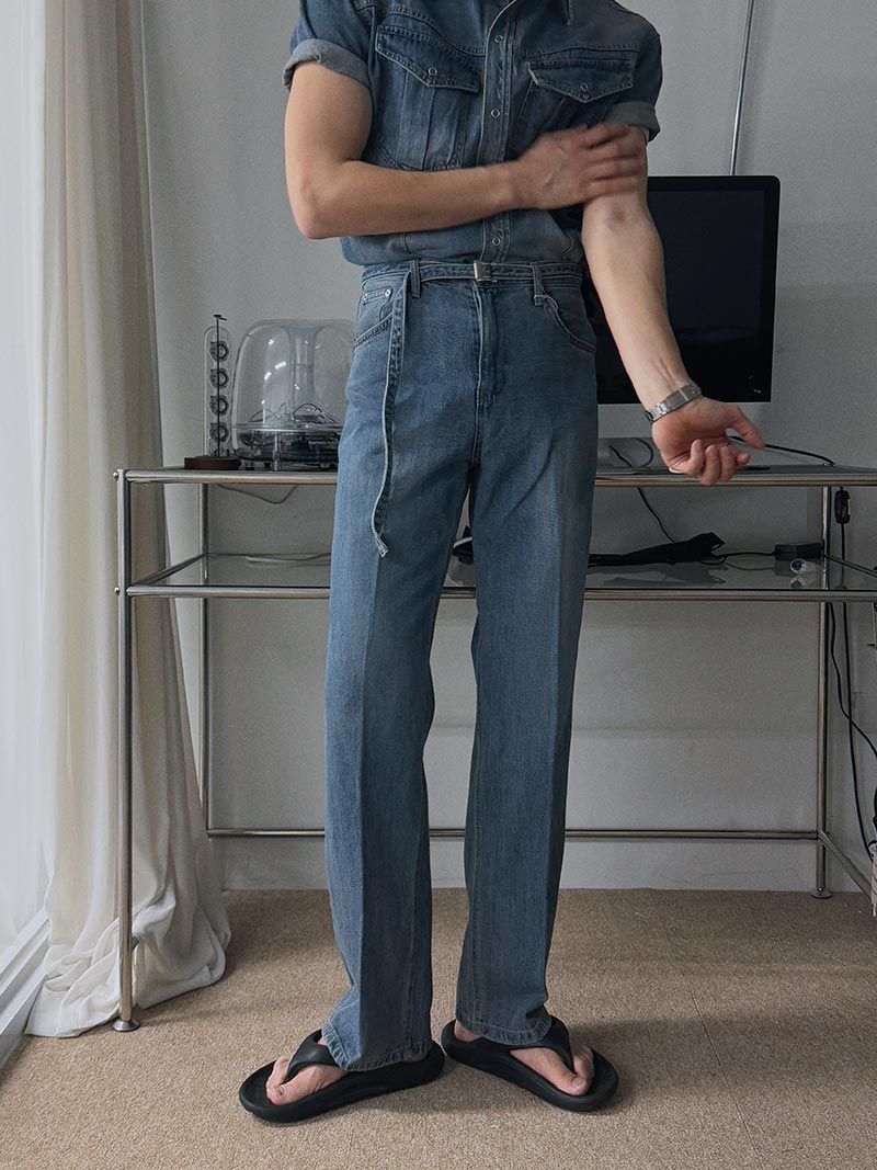 ASCLO（エジュクロ）の「[A-P9947] クールエバーベルトデニムパンツ (3色)（Pants）」