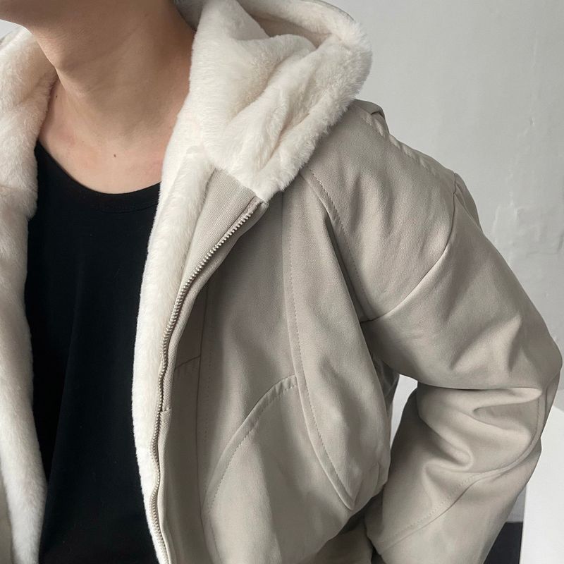 Mink fur lining hooded jacket (2colors/DP21917)