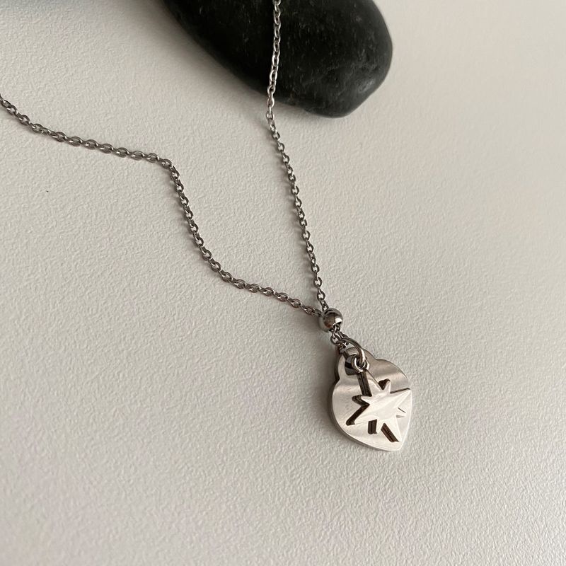 stt Heart Star Layered Ball Necklace