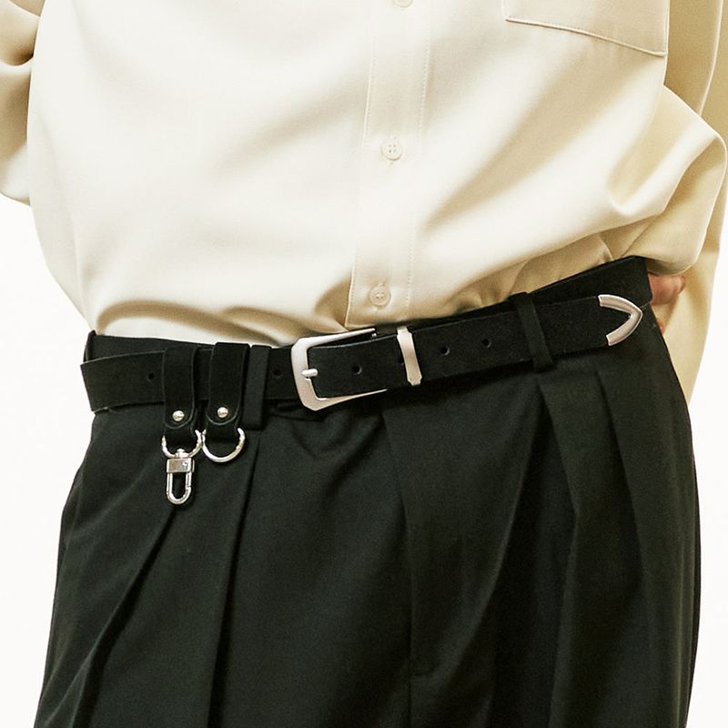 double loop suede western belt black