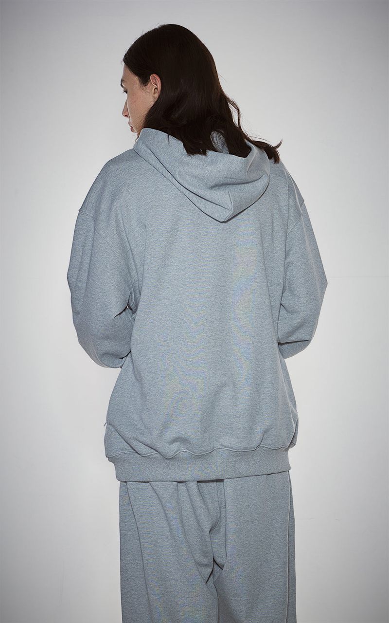 HAIF-ZIP HOODIE (LONG)_GRAY