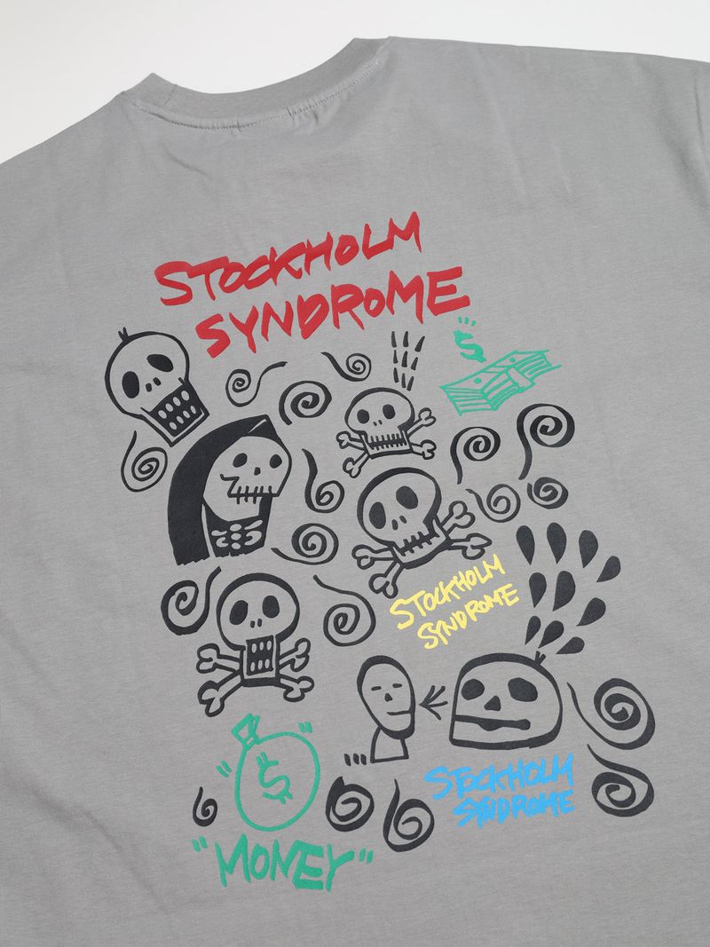 DOODLE SKULL TEE - GREY