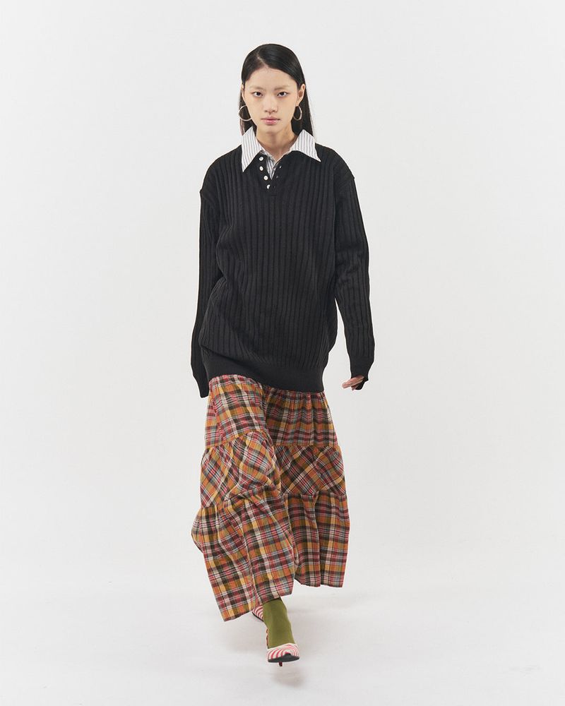 Bluesf merino wool henry neck knitwear - Black