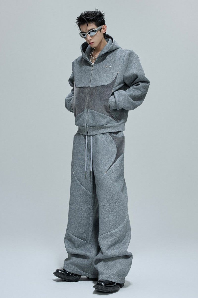 Fur Patchwork Zip-Up Hoodie