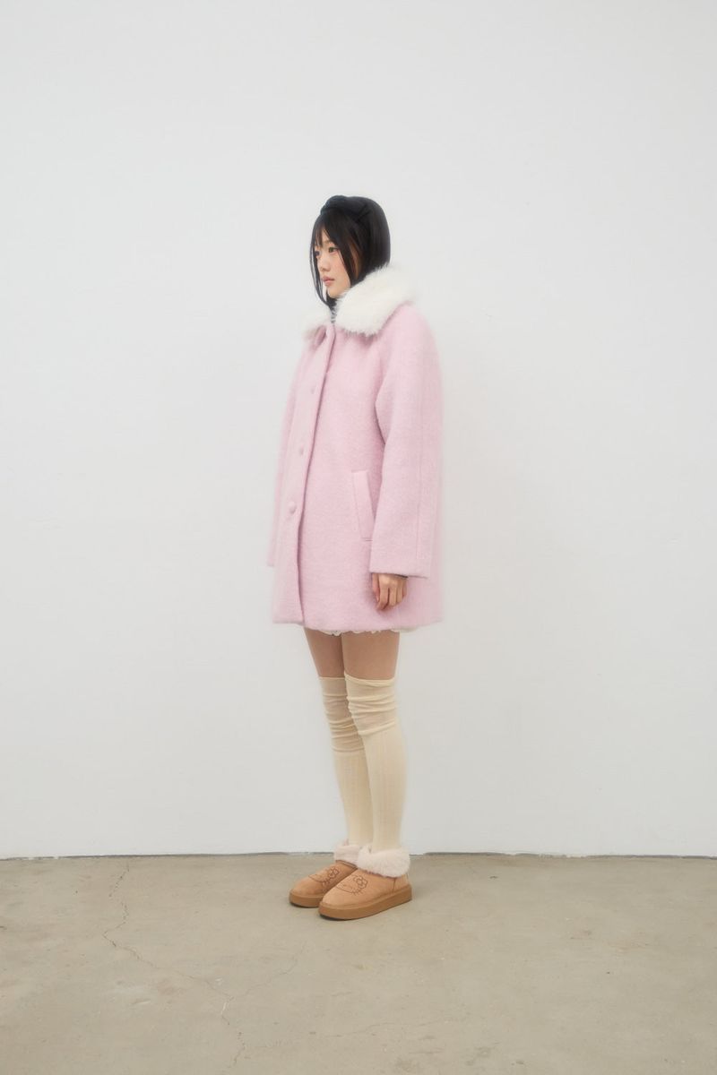 BUBBLE WOOL HALF COAT (PINK)