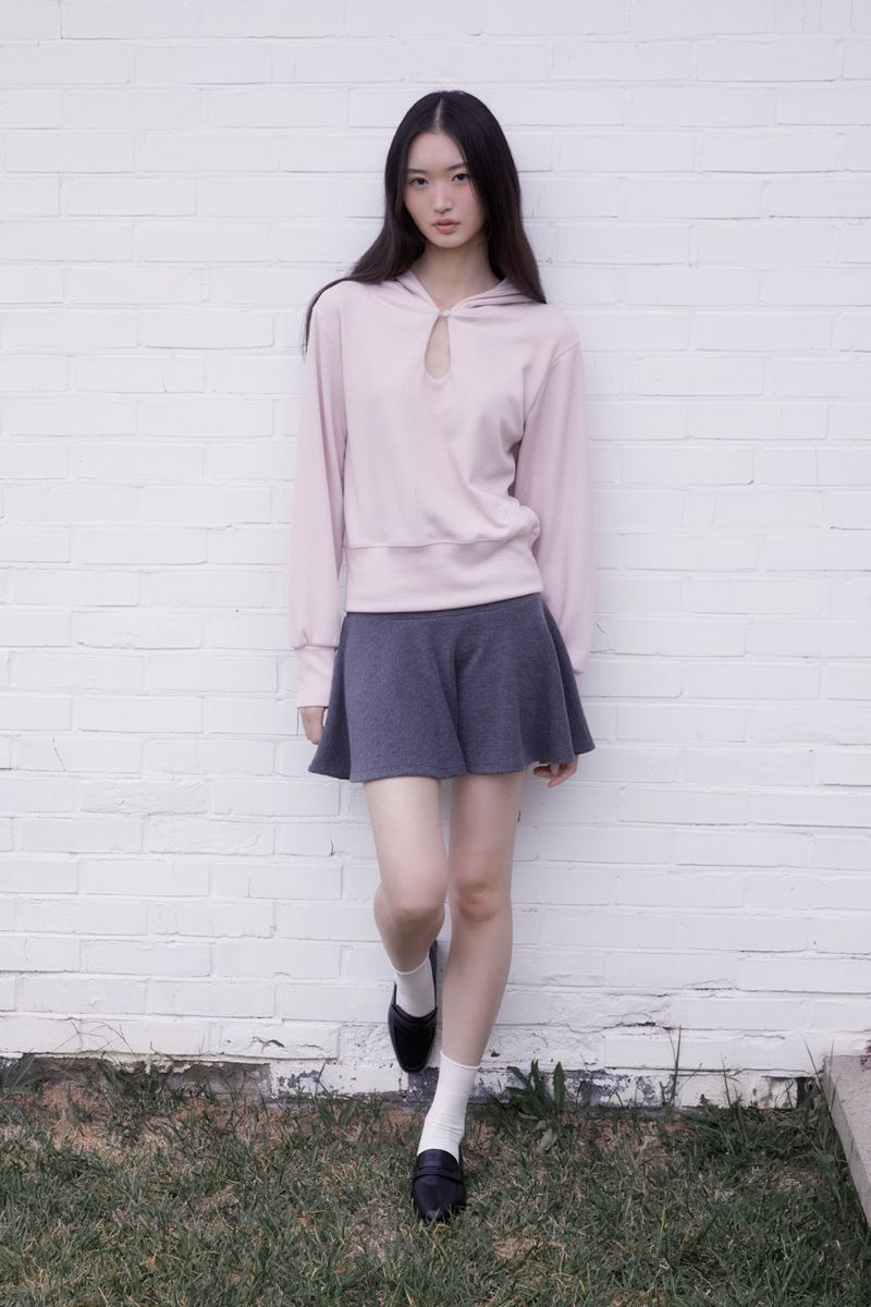 Classic Cut-out Crop Hood Top (PINK)