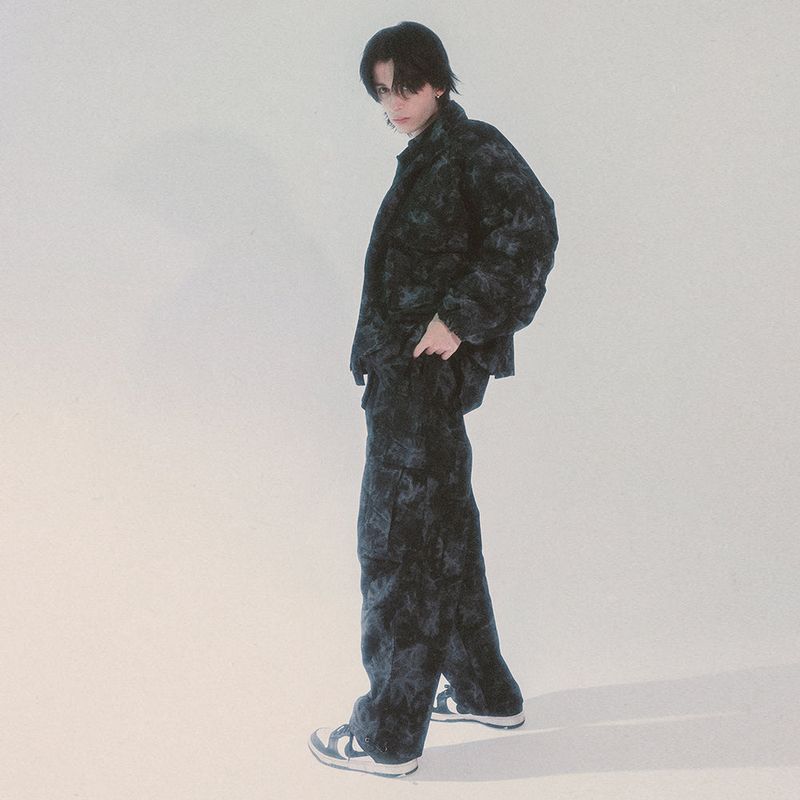 tie-dye wide cargo pants_black