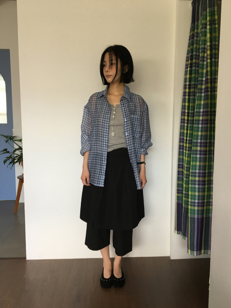 Marine button midi skirt (3color)