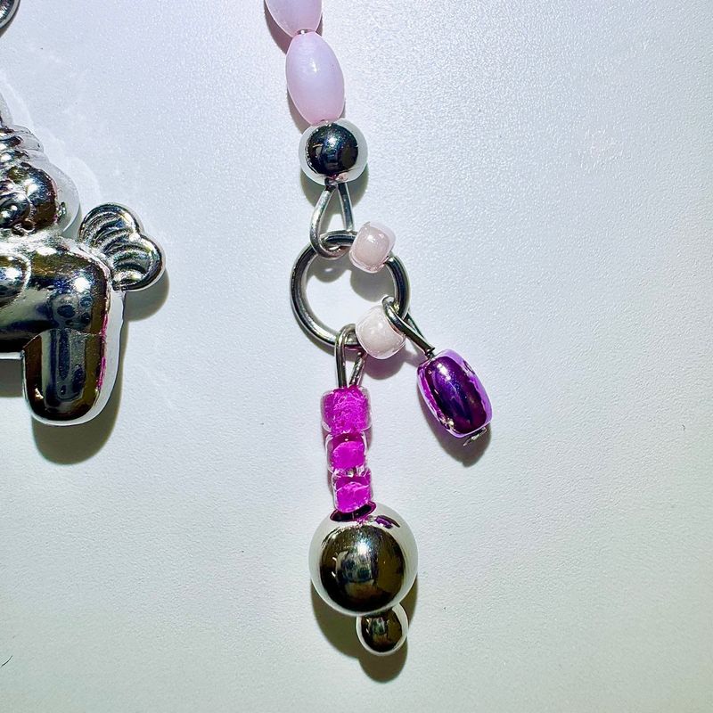Punk pink horse keychain