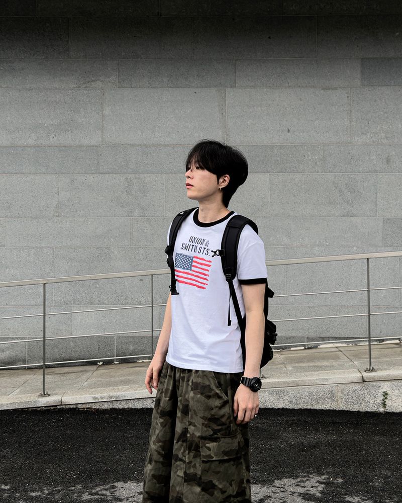 Loue American Flag Ringer Muscle Tee