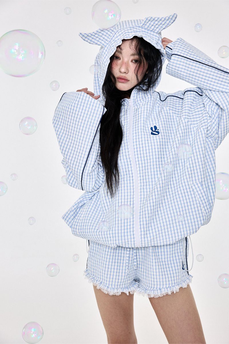 チェックショーツ Skyblue