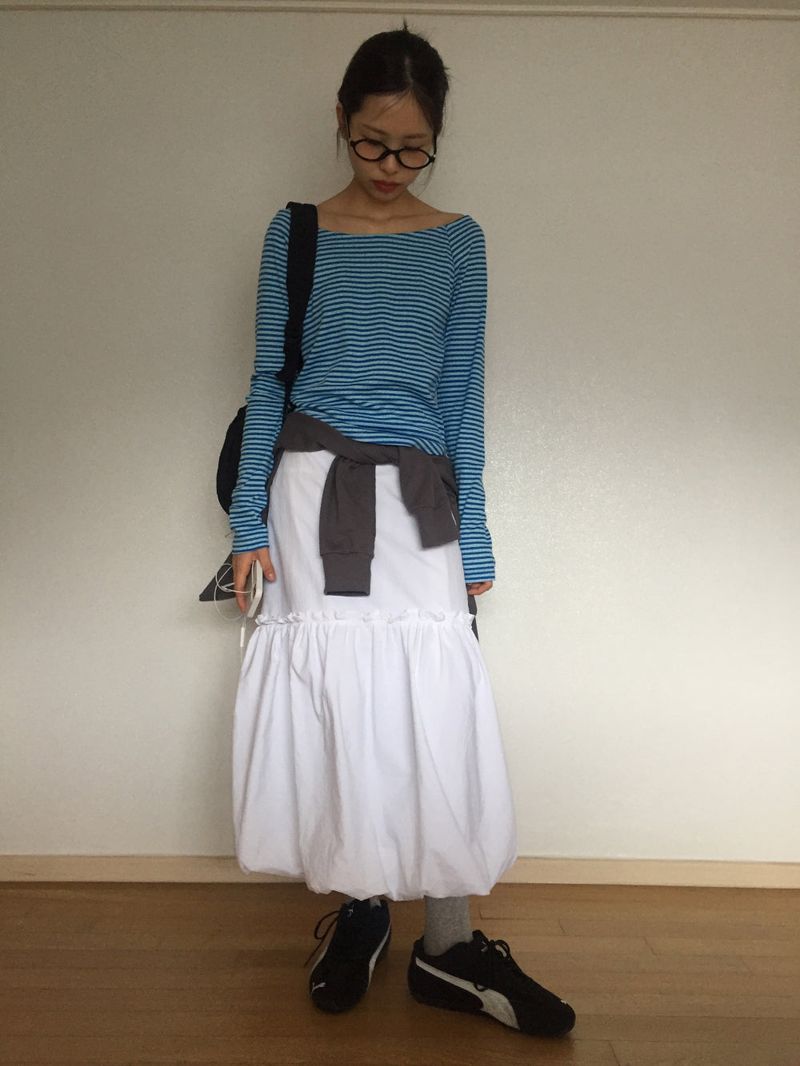 pumpkin nylon long skirt