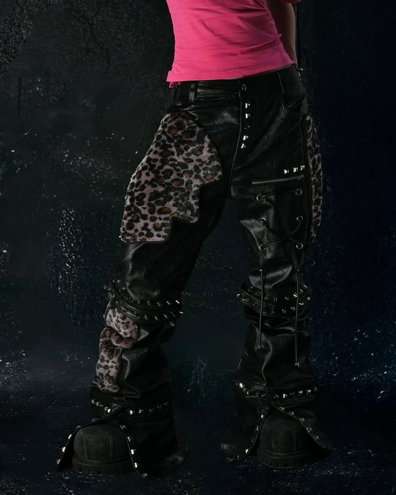 "FLAWLESS" LEOPARD LEATHER PYTHON SKINNY FLARED