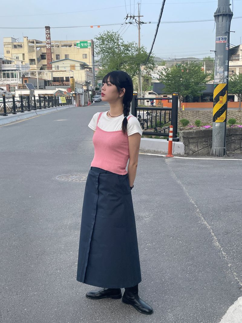 Harney button long skirt