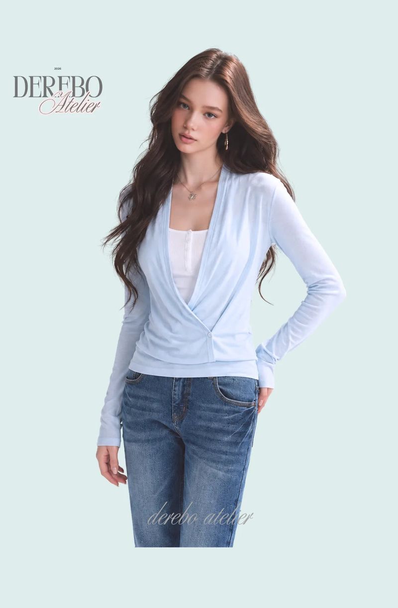 Sky crossover layered long-sleeve tee