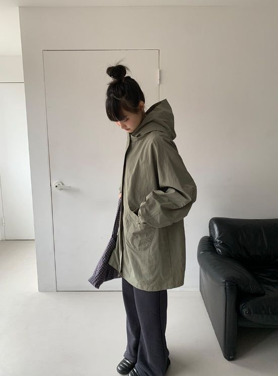 Reget Hood Long Bomber Jacket