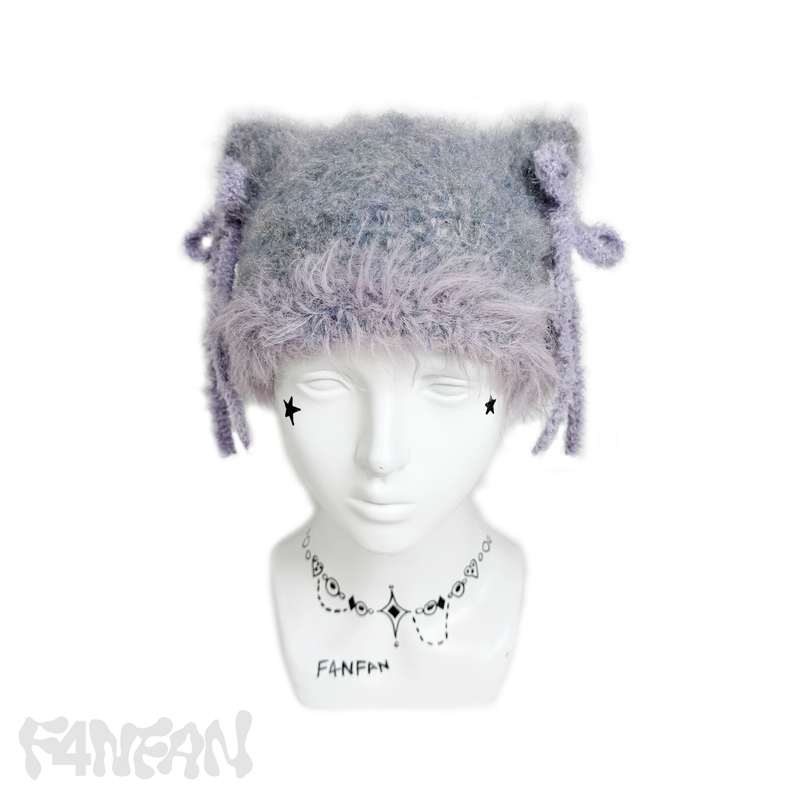 F4NFAN（ファンファン）の「フラッフィーシーソルトハンドメイドクロシェキャットイヤーハット（帽子）」