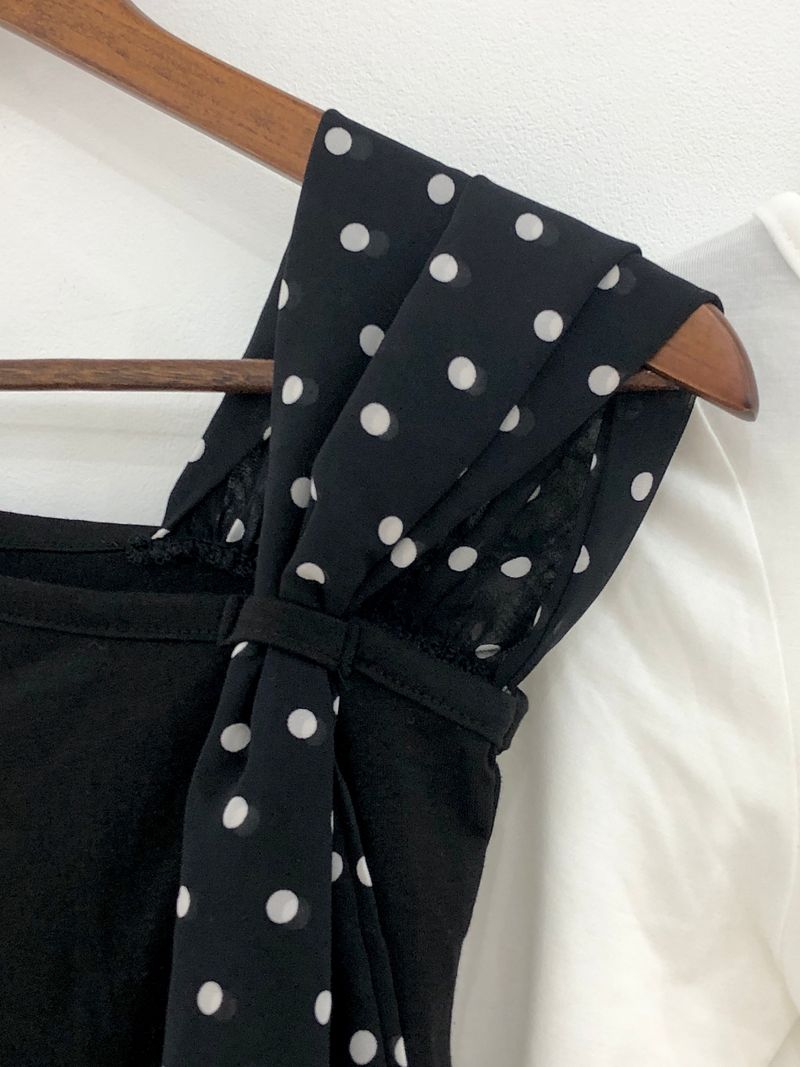 Dot Scarf Off-Shoulder T
