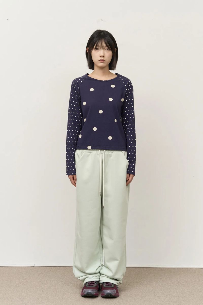 (W) Greek Dot Raglan Top