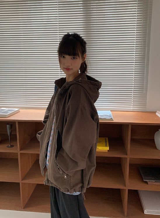 [unisex] Filta Washing Cotton Hood Zip-Up Jacket