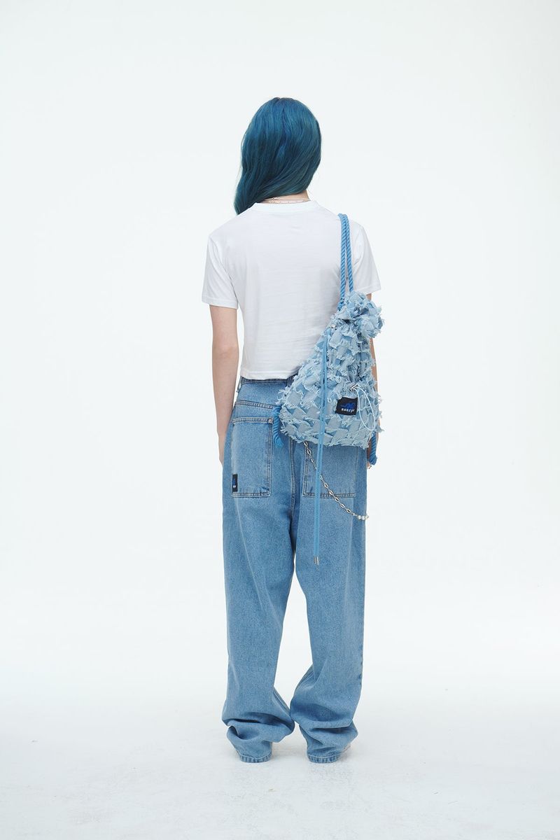 Checkerboard Denim Vagabond Bag Light Blue