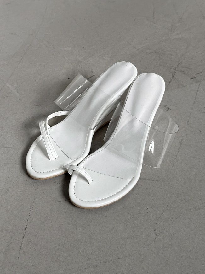1207 Unbalanced Strap Sandals Wedge Heels (8cm)