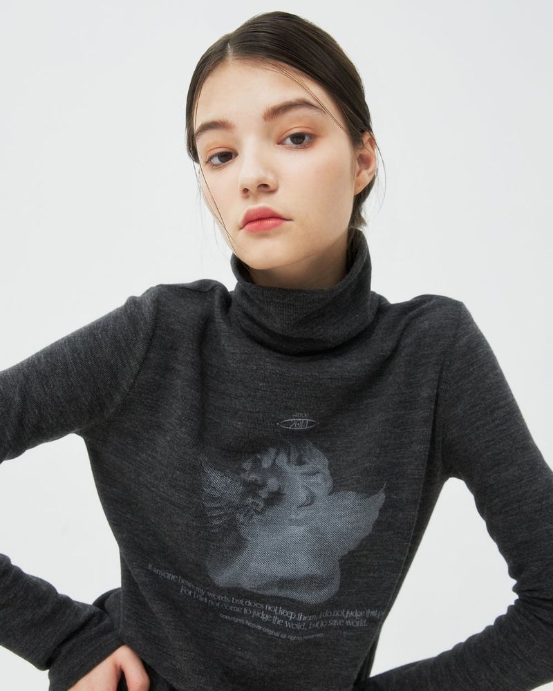 PLASTER CAST TURTLENECK KNIT-BLACK