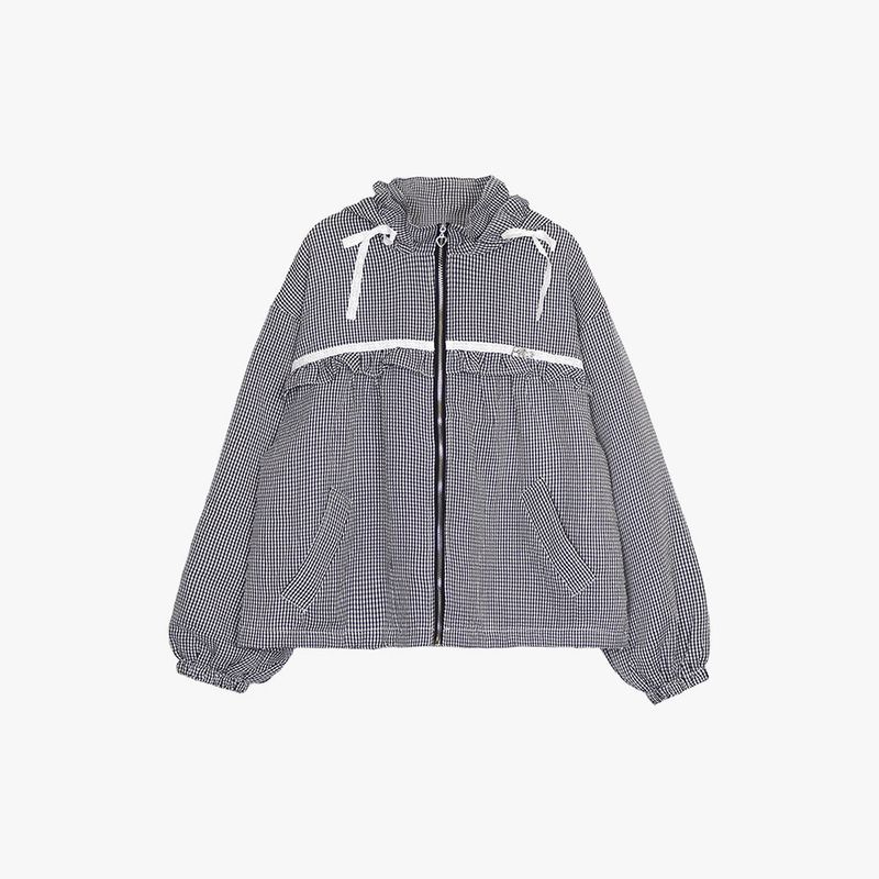 LACE STRING CHECK WINDBREAKER