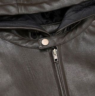 DL Leather Hooded Jumper (4oz)