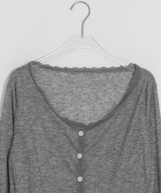 Barimi Lace Ribbed U-Neck Summer Cardigan