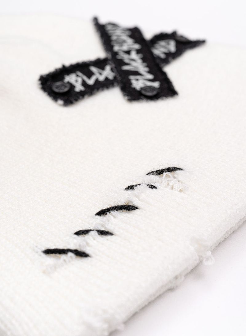 BBD Hand-stitched Graffiti Logo Beanie (White)