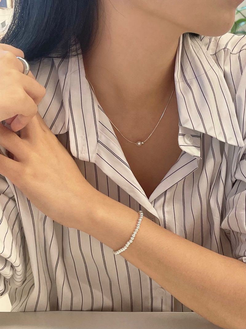 (silver925) Pearl ball necklace