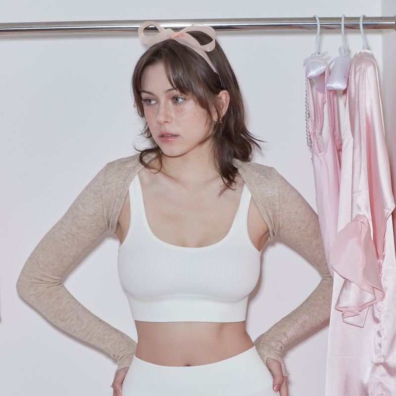 SOFT CREAM LETTERING BOLERO - BROWN