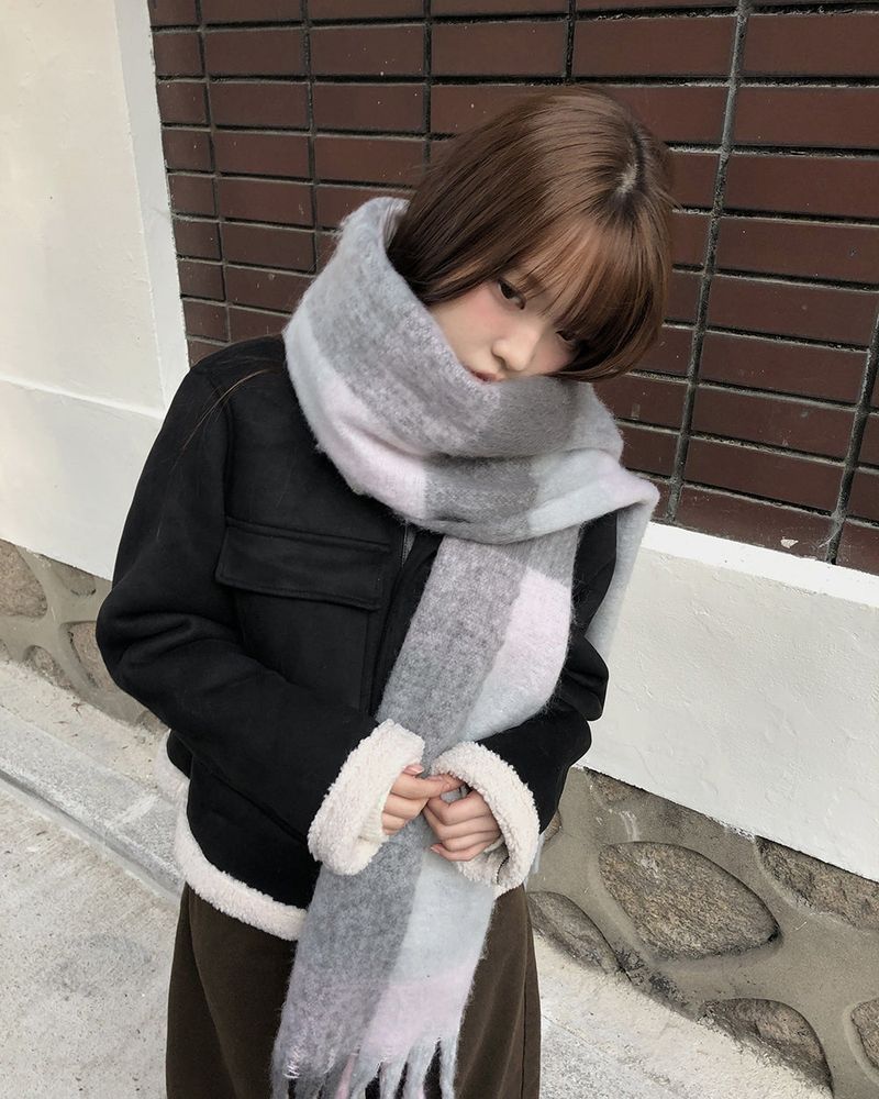 WONDER WONDER（ワンダーワンダー）の「ケミンシックチェックカラーブロックロングマフラー（ファッション小物）」
