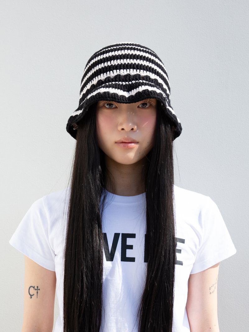 SSESEB（セセブ）の「ストライプコットンビーニー/ブラック（帽子）」