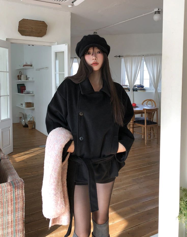 Forbe Belted High Neck Half Coat