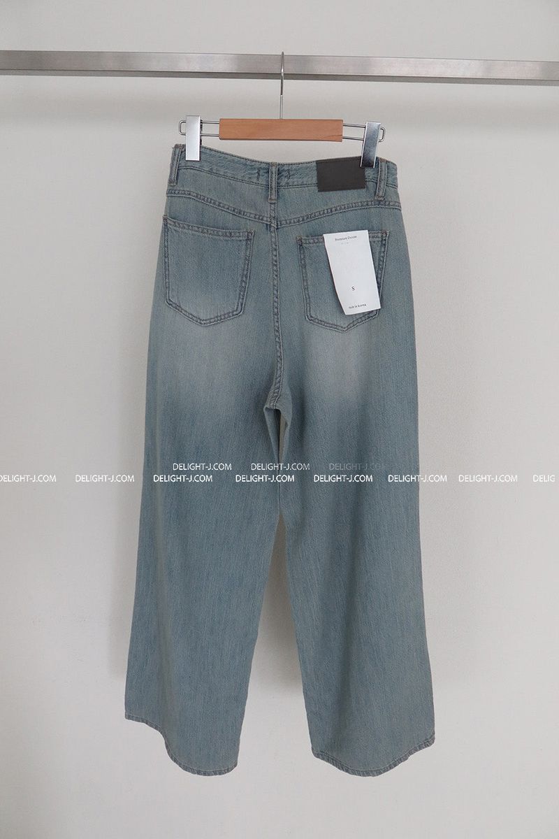 linen vintage light blue wide pants