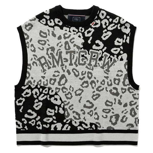LEOPARD KNIT VEST_LIGHT GREY