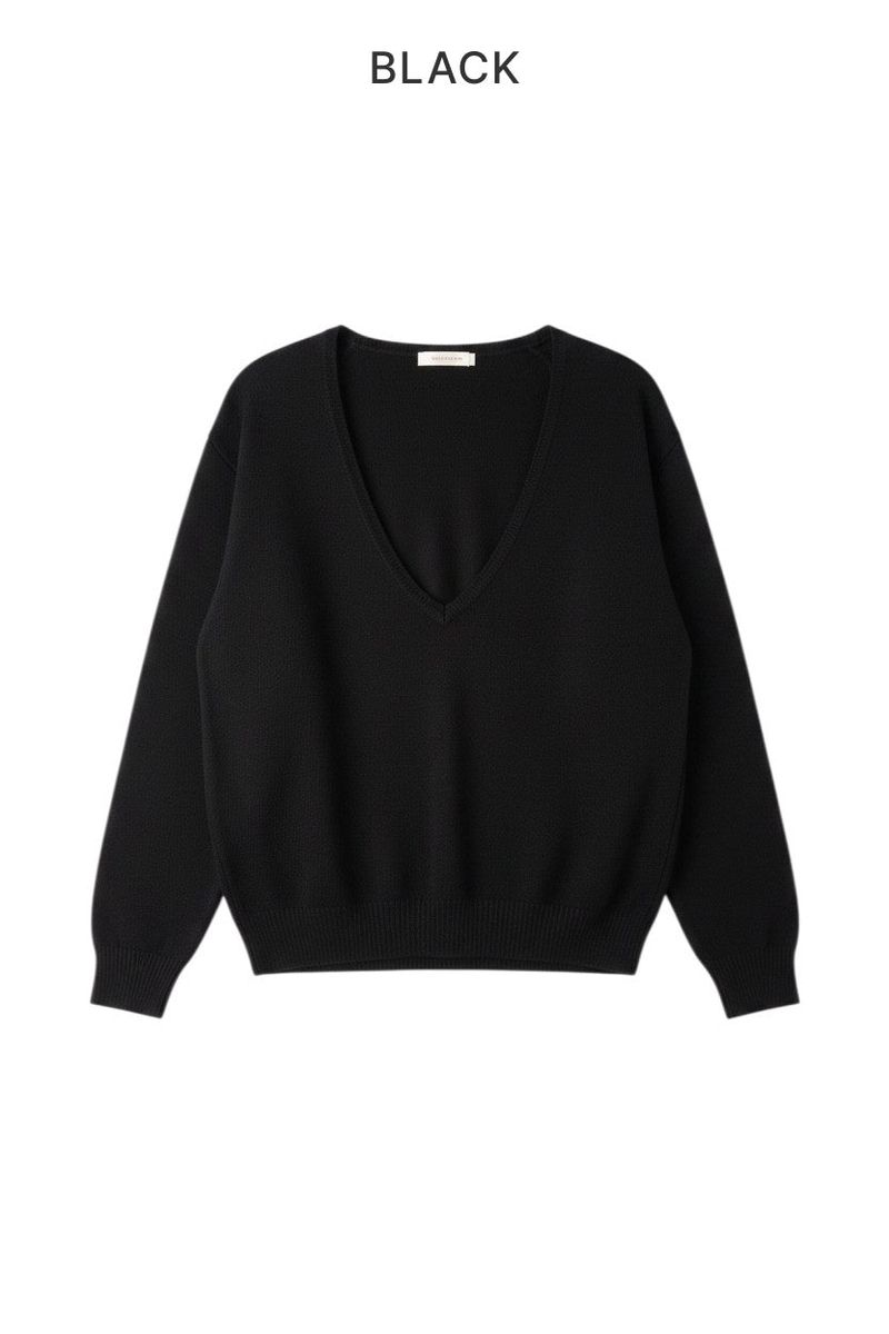 Bamboo Deep V-Neck Knit Top