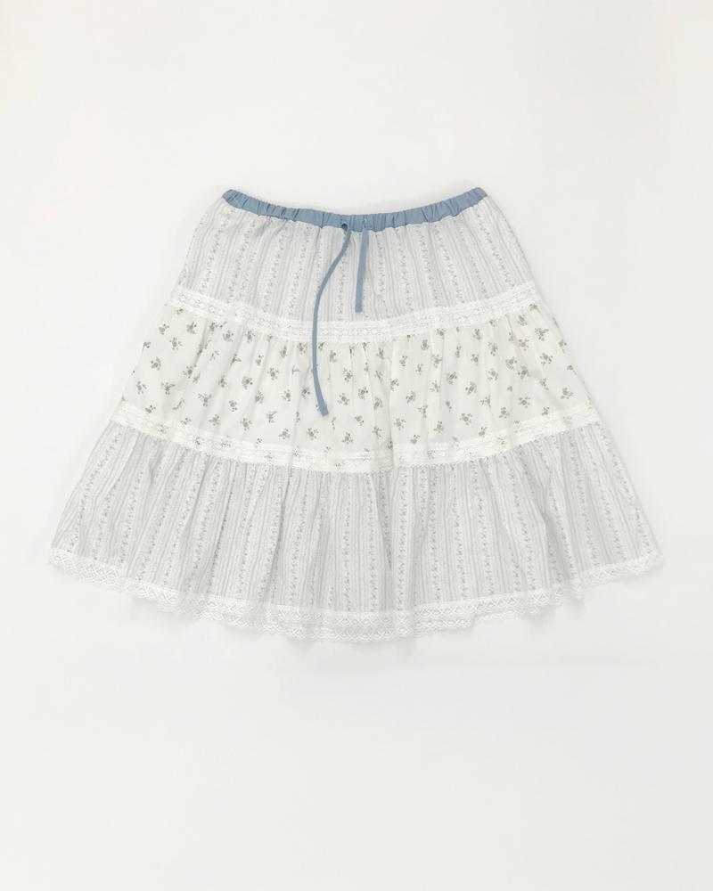 YWD COLOR-BLOCK FLORAL SKIRT (2color)