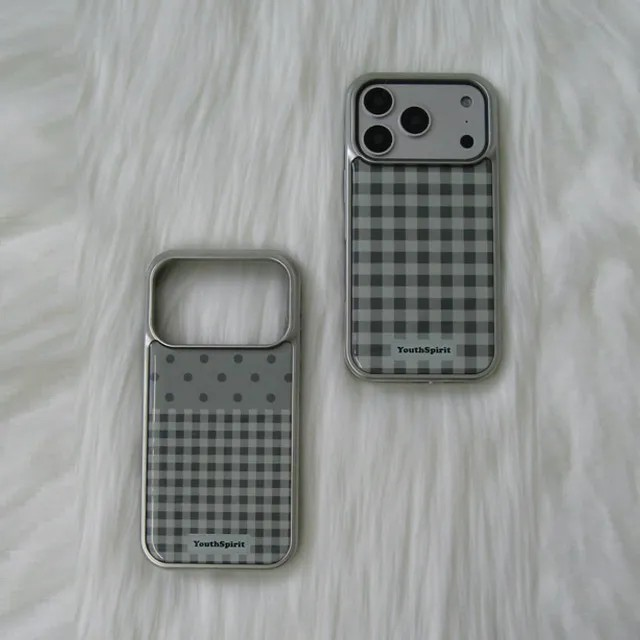 Dot Check Matcha Silver Epoxy Case