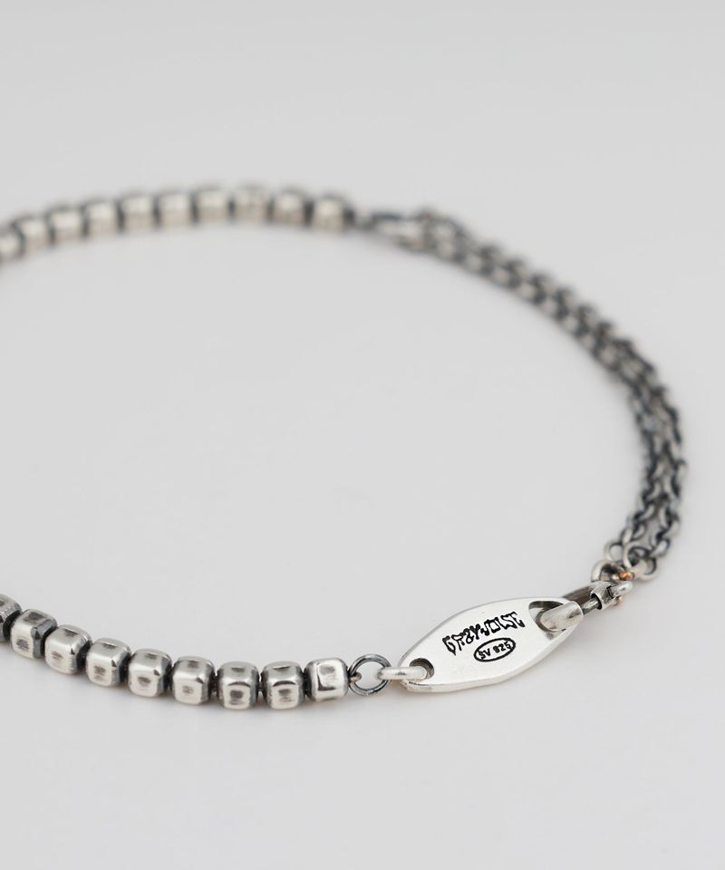 ダブルミックスチェーンブレスレット BK (925 silver)