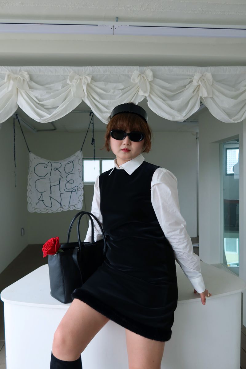 Black velvet dress