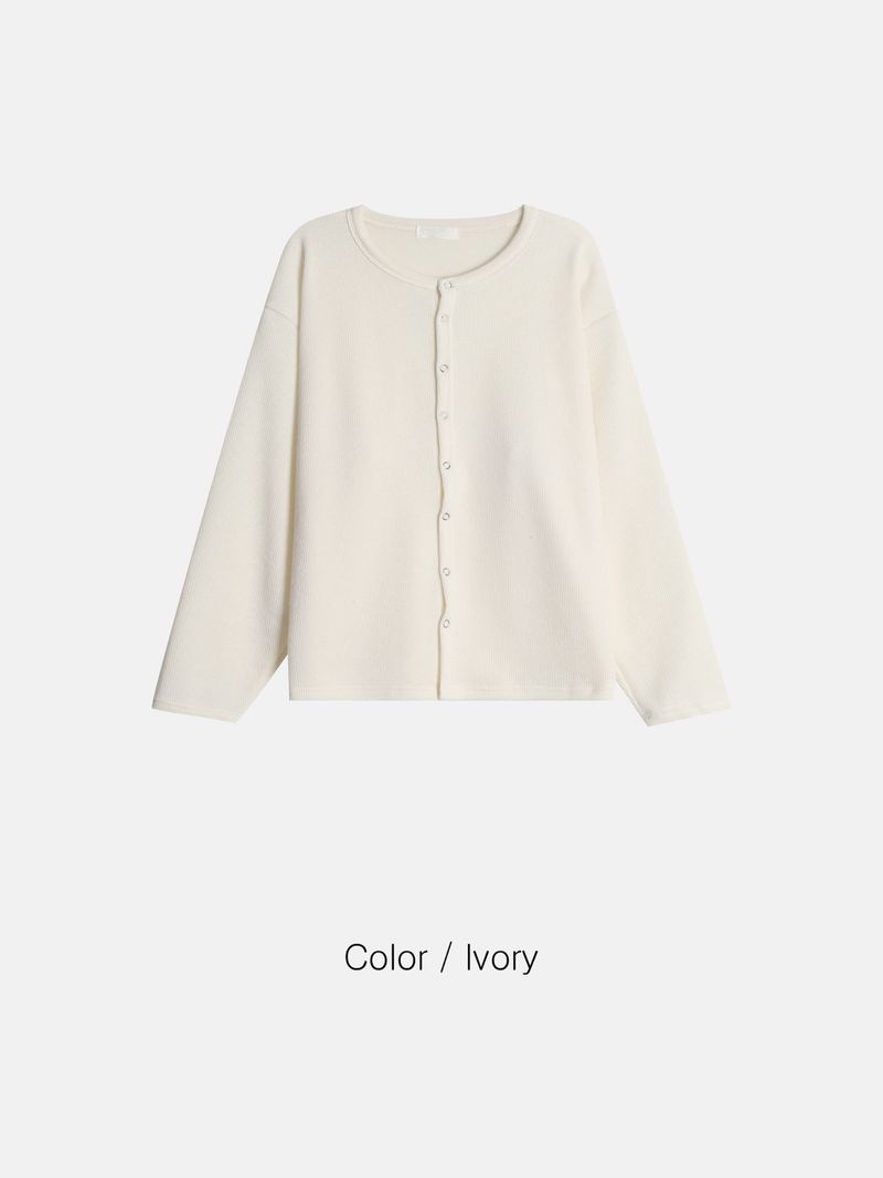 Pino Crop Ribbed Button Cardigan (5c)