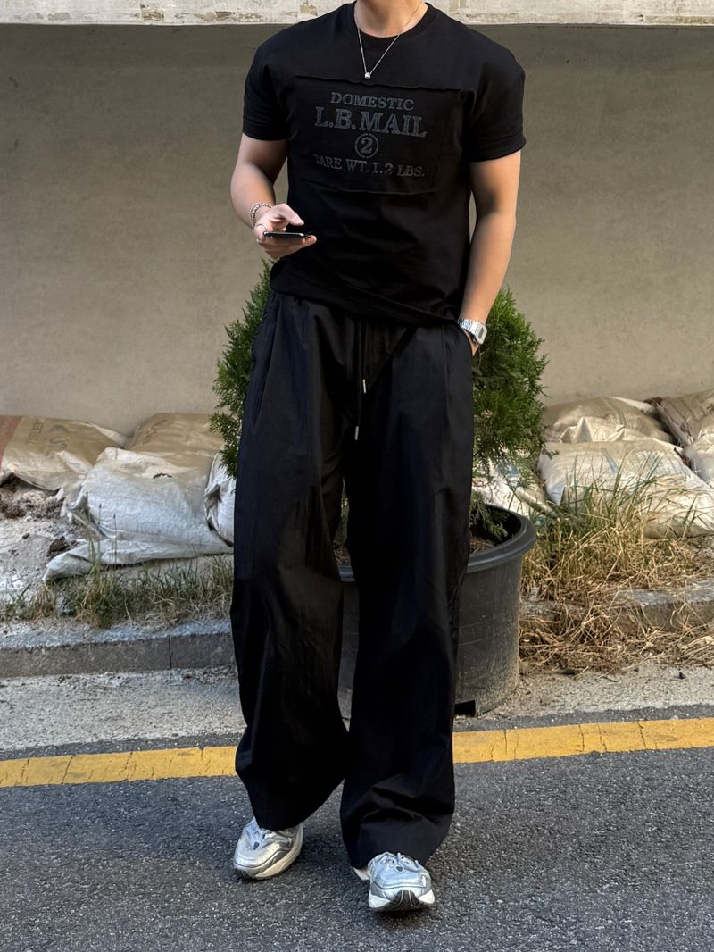 Rod nylon wide pants