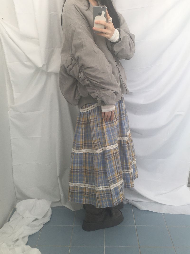 Hazel latte checkered skirt
