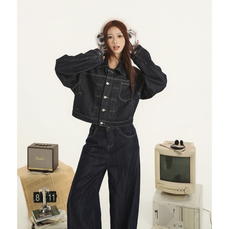 Retro Tie-back Denim Jacket