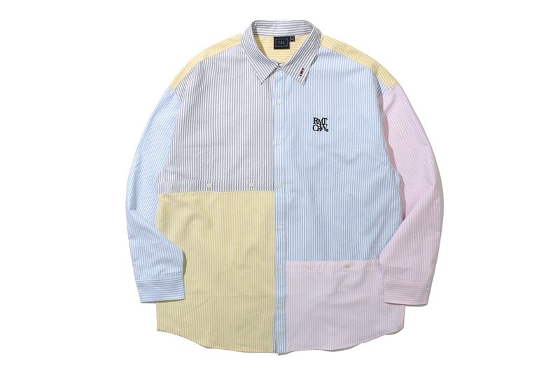 COLOR MIXED COTTON SHIRT_NAVY